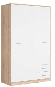 BLACK RED WHITE Nepo Plus Armoire 3 portes avec tiroirs en chêne Sonoma/blanc 118 cm