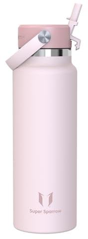 Sparrow Insulated Water Bottle - 1.2L - Wide Mouth Metal Bottles - SwivelSip Flask with Straw Lid - BPA-Free, Leakproof, Ergonomic - Ideal for Work, Gym, Travel, Sports
