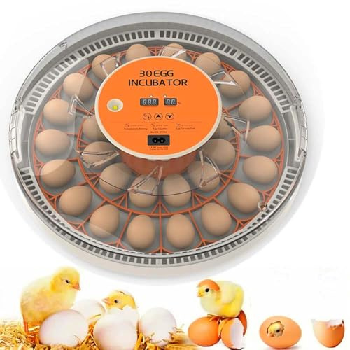 30-Piece Incubator with LED Digital Screen, Fully Automatic Temperature Control and Automatic Egg Turning, Suitable for Eggs, Ducks, Geese, Pigeons, Quails, Parrots and Other Poultry