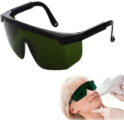 Joysuelly Lichtschutzbrille für die HPL/IPL Haarentfernung,IPL-Gläser Sichtbrille grün IPL Schutzbrille Kosmetologie-Betreiber Augenschutz für Haarentfernung & Kosmetik Arbeitsbrille mit Seitenschutz