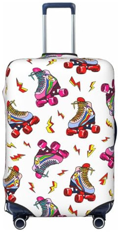 Wangxyozdp Bunte Rollschuh-Aufdruck, Reisegepäck-Abdeckung, Gepäck, Koffer, Schutzhüllen, 45,7 - 81,3 cm Gepäck, Schwarz , XL