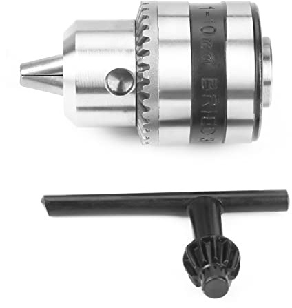 Fyearfly Mandrino per trapano a chiave, mini mandrino elettrico in acciaio inossidabile con chiave, 1,0-10 mm 3/8-24UNF, versatile per trapano da banco e manuale, antiruggine e durevole