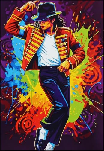 KUSTOM ART Wand- oder Tischbild Serie Sänger Prominente Illustration Jackson Kunstdruck auf Holz 30 x 21 cm