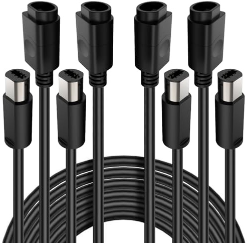 Gamecube Controller Extension Cable 6.6ft 4-Pack, Extra Long Wired Cord for Nintendo GameCube & Wii Gamecube Controllers
