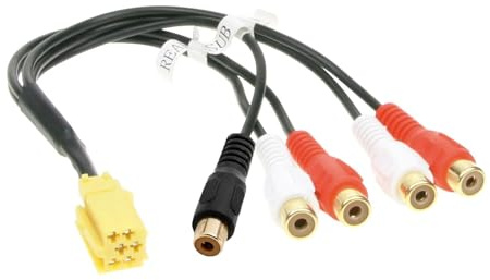 F46 Bolwins Line Out Adapter Kabel 20cm Auto Radio Mini ISO 6 Pin auf 5 Cinch Subwoofer für Audi VW Skoda Seat Ford Radio Endstufe Nachrüstung