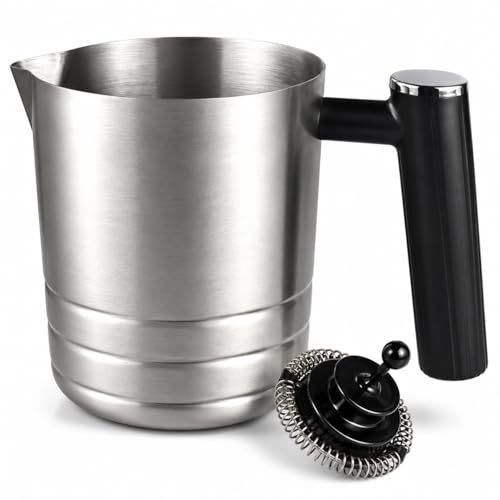 Stainless Steel Milk Frothing Cup, Coffee Machine Whisk Replacement for ES601 ES655, Milk Frother for ES601 with Stirring Head – Silver Black