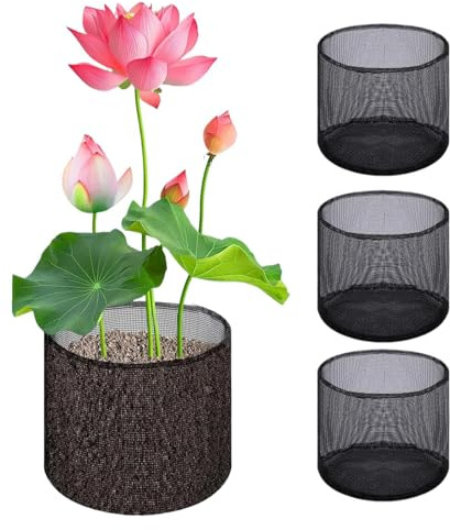 Wgoihd Lot de 4 paniers à pour bassins de jardin, respirants, en PVC, pour jardin aquatique, sacs de plantation pour nénuphars et étang, pour l'intérieur et l'extérieur, la terrasse, le balcon
