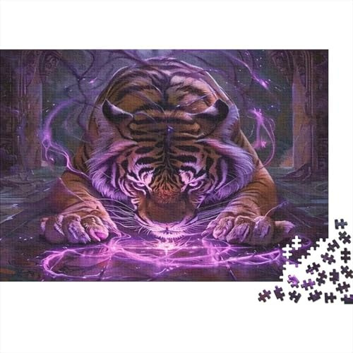 Tigre dans la forêt Violette Puzzle pour Adultes Puzzle 1000 Pièces Surface de l Eau Magique Puzzle en Famille 52x38cm/1000pcs