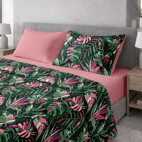 Ruggeri Completo Letto Matrimoniale, Microfibra, Floreale Nero e Rosa | Set Lenzuola Alta Qualità Certificato Oeko-Tex, Lenzuolo con Angoli 170x200 cm, Lenzuolo Piatto 240x280 cm, 2 Federe 50x80 cm
