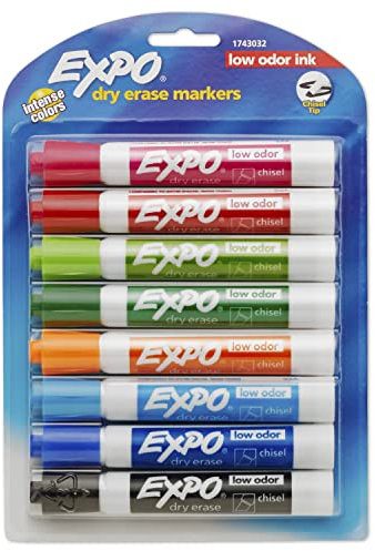 EXPO 1743032 Low-Odor Dry Erase Markers, Chisel Tip, Fashion Colors, 8-Count