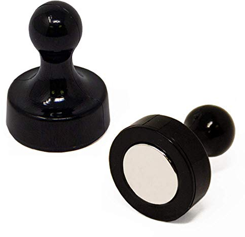 Magneta Di Skittle Nero Ad Alta Potenza Per Frigorifero, Ufficio, Lavagna, Tabellone, Archiviazione - 19mm Dia x 25mm Di Altezza - Confezione Di 2 Di 2