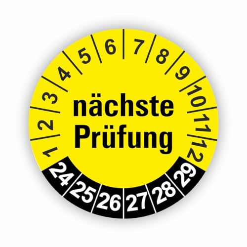 Fassbender-Druck PRÜFPLAKETTEN - Hochwertige Prüfetiketten FD-4 NÄCHSTE WARTUNG Ø 30mm - Selbstklebende PVC-Folie - Wartungsetiketten für Prüfung - Prüfplakette für Prüfungsnachweis (250 Stück)