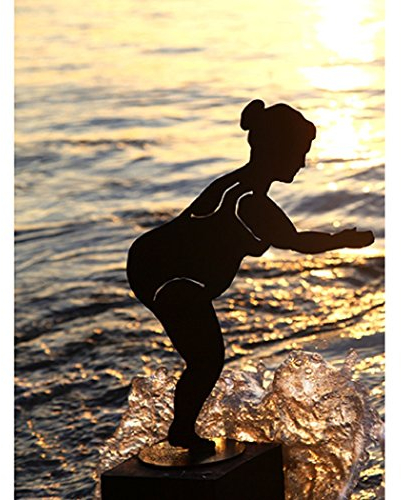 Saremo Badenixe Dora springend auf Platte H 42cm Edelrost Metall Garten Design