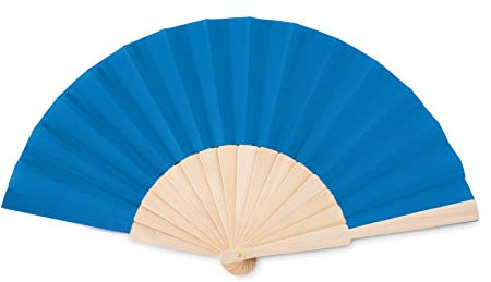 Manual Hand Fan in Wood with Polycotton Fabric - Royal Blue