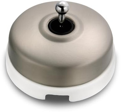 FONTINI - DIMBLER - Interrupteur Va & Vient Porcelaine Blanche Coque Nickel Satiné Réf. 60308513