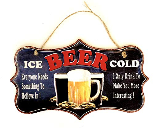 DiiliHiiri Cartel Cerveza de Chapa Placa Retro Letrero Estilo Vintage Metal para Decoración Hogar (Ice Cold Beer)