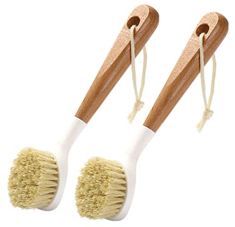 Brosse à Vaisselle 2 pièces Brosses à Vaisselle en Bois Long Manche Brosses de Nettoyage de Sisal Our Poêles Casseroles Evier de Cuisine