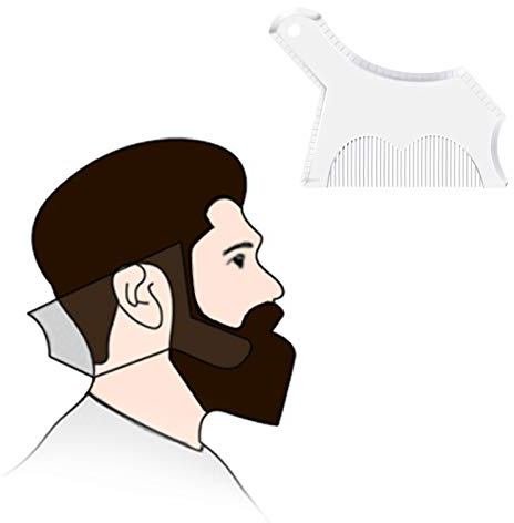 Bartformung Schablonenwerkzeug,Dikkar Bartführungsformer mit Eingebautem Kamm,Funktioniert mit Den Meisten Trimmern für Ausrichtung/Kanten- und Backenbacke/Halslinie/Kurve/Symmetrisch/Stufenschnitt