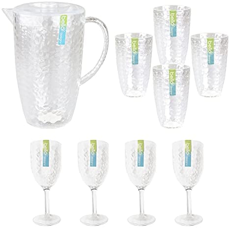 YöL Summer BBQ Garden Drinks Set Tumblers Wine Goblets Pitcher Outdoor Party Tableware Jug Glasses Cups