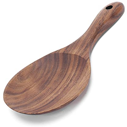 Cuillère à Riz en Bois Naturel, Cuillère de Service en Bois Antiadhsive, Cuillère de Cuisine, pour le Riz, la Purée de Pommes de Terre, Remuer, Mélanger, Idées Cadeaux