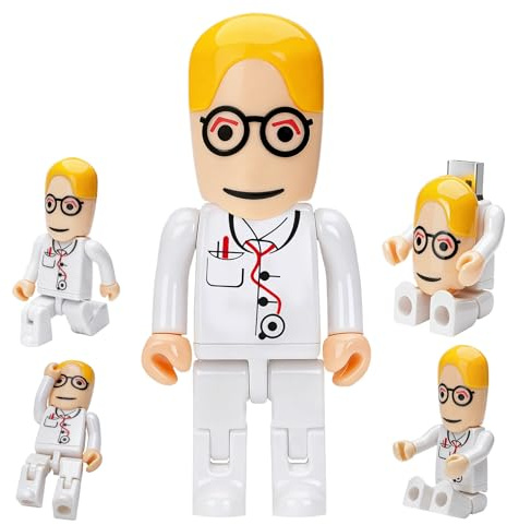 32GB USB-Stick Cartoon Arzt Modell USB-Flash-Laufwerk USB 2.0 Speicherstick für Externe Datenspeicher, Weiß