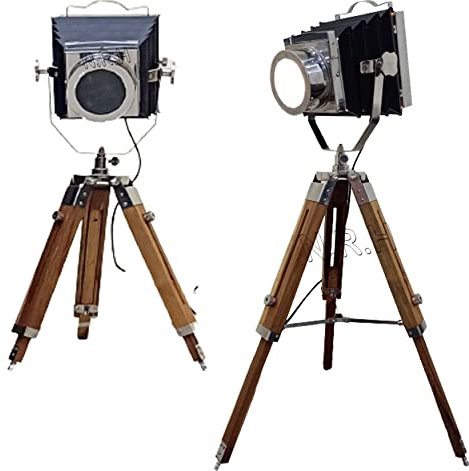 Nautical Replica Hub Treppiede Stile Vintage Modello searchlight Legno Treppiede Lampade LED Faretti Marine Finitura Cromata Camera Lampada Da Tavolo Home Decor