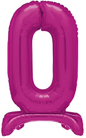 Unique 12870 - Palloncino Gigante In Piedi Numero 0-76 cm - Rosa Shocking