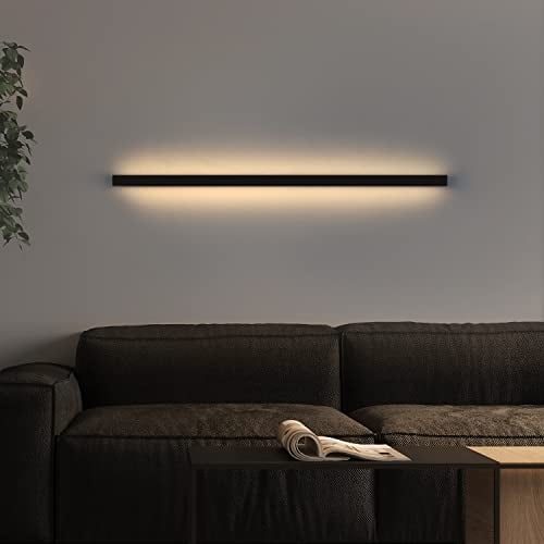 ZMH Wandlampe led Wandleuchte innen - Modern 60CM 21W Flur Up Down Warmweiß Flurlampe Wohnzimmerlampe Schwarze Bettlampe Wandbeleuchtung für Treppenhaus Wohnzimmer Kinderzimmer Schlafzimmer