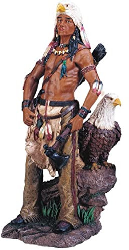ICE ARMOR 43,2 cm H Indianer Krieger mit Adler Statue Indianer Dekoration Figur Büro Schreibtisch Zuhause Wohnzimmer Tischdekoration perfekte Hauseinweihungsgeschenke für neues Zuhause