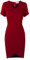 AXOE Damen Etui Kleid mit V-Ausschnitt Figurbetontes Strech-Kniekleid für Beruf und Freizeit Elegantes Alltagstauglich Weinrot, Gr.42 (EU 44), XL
