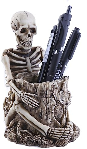 JIAMIAN Sitzender Totenkopf-Stifthalter, Stifthalter, Schreibtisch-Aufbewahrungsbox, Mehrzweck-Stifthalter, für Zuhause, Büro, Party, Schreibtischdekoration