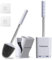 Fowooyeen Klobürste Silikon Toilettenbürste, WC Bürste Wandmontage, Flach WC-Bürste mit Edelstahl Griff, Design Stand WC Garnitur Set mit Halter, Herzform Toilet Brush ohne Bohren, Weiß - 2er Set