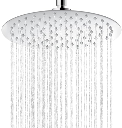 Bubuny 8 Pulgadas Alcachofa de Ducha de Lluvia, 304 Rociador para Ducha Redondo Alcachofa de Ducha de Acero Inoxidable Cabezal de Ducha Lluvia, Cabezal de Ducha Ajustable, 20cm