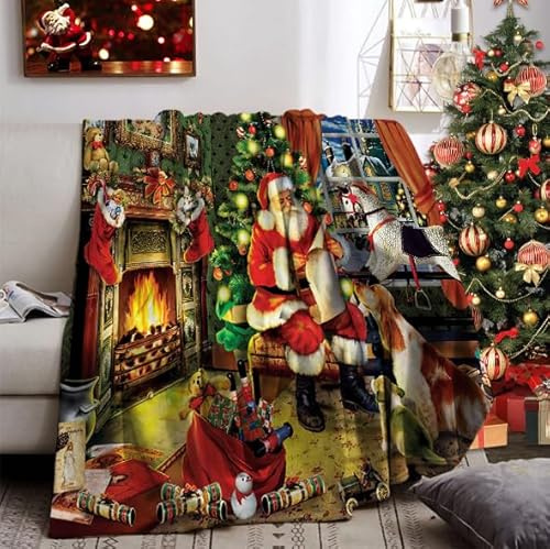 Weihnachts Kuscheldecke 130x150cm, Sofa Decke Weihnachten, Weiche Warme Winter Fleecedecke Weihnachten für Erwachsene (B, 130x150cm)
