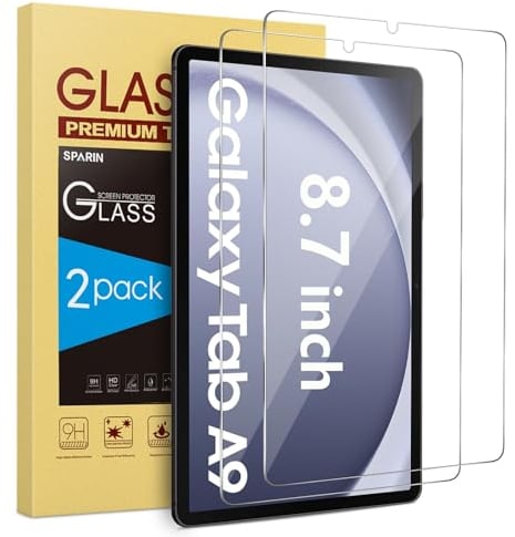 SPARIN Schutzfolie für Samsung Galaxy Tab A9 Panzer Schutz Glas, 2 Stück Displayschutzfolie 9H Gehärtetes Glas, bläschenfrei, kratzfest