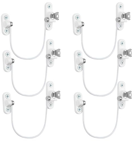 6 Pcs Window Restrictor Locks for Kids Window Restrictors UPVC Baby Security Window Locks with Screws Keys for Baby Child Children Safety, Window Locks Door Locks for Home Public School and Commercial