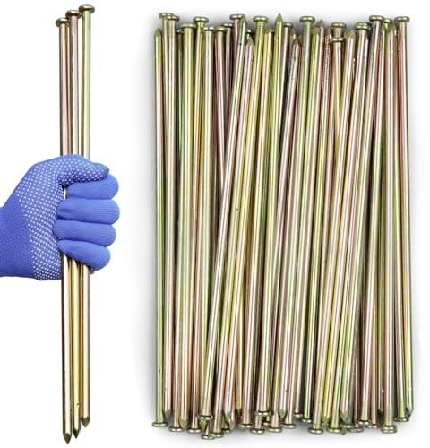 EISENSP 40,6 cm lange Landschaftspieße, 45 Stück, robust, verzinktes Metall, Pflasterstein-Einfassung, Bodenverankerung, Bodenbelag, Kunstrasen, Campingzelt (gelb)
