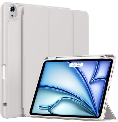 BFGTSJF Hülle für iPad Air 11 Zoll M3/M2 Hülle 2025/2024, iPad Air 5./4. Generation 10,9 Zoll 2022/2020 mit Stifthalter, Auto Schlafen/Wachen, Stoßfeste Weicher TPU Schutzhülle, Grau