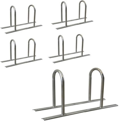 5x TRUTZHOLM Fahrrad Anlehnbügel Fahrradanlehnbügel Anlehnständer auf Bodenschiene Stahl Feuerverzinkt Fahrradparker für Mountainbikes und E-Bikes 140x88x43 cm (LxBxH) 20 Stellplätze