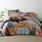 VISIMISI Tagesdecke 220x240cm Baumwolle Bettüberwurf 230X250cm Bettdecke mit 2 Kissenbezüge,Gelb Grau Blumen Patchwork Bunte Paisley Stil Steppdecke Gesteppte für Doppelbett