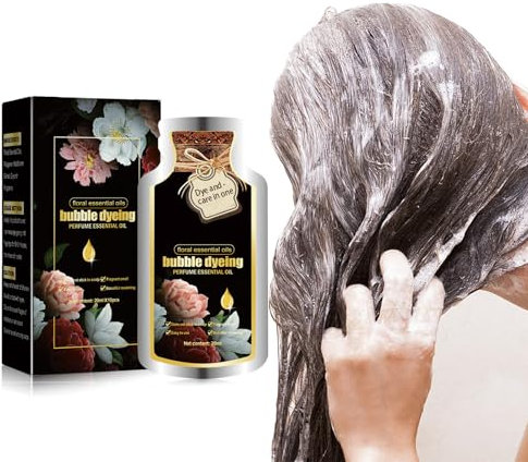 Natural Hair Dye Shampoo Haarfärbeshampoo Semi-dauerhafte Farbe Haarfärbe-Shampoo Botanical Bubble Hair Dye Shampoo, Einfach zu Verwenden, Natürliche Inhaltsstoffe (Dunkler Tee)