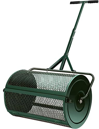 OSBELE Esparcidor de Musgo de turba para abono, esparcidor de Malla metálica Resistente con Mango Ajustable, Fertilizante en Lata, Capa Superior del Suelo, plantación, siembra, mantillo, esparcido