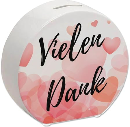 Vielen Dank Spardose mit Herzen Liebevolle Herzen Motiv Dankbarkeit mit Herz-Design Kaffeekasse Trinkgeld