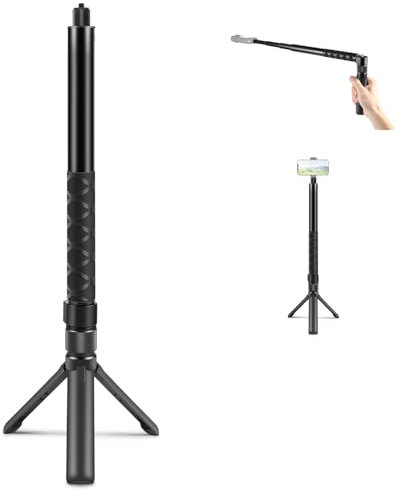PULUZ Unsichtbarer Selfie-Stick für Insta360 X3, tragbar, 110 cm Bullet Time, unsichtbarer drehbarer Griff mit 1/4-Zoll-Schraube und Stativ für Insta360 One RS, ONE X2, ONE X