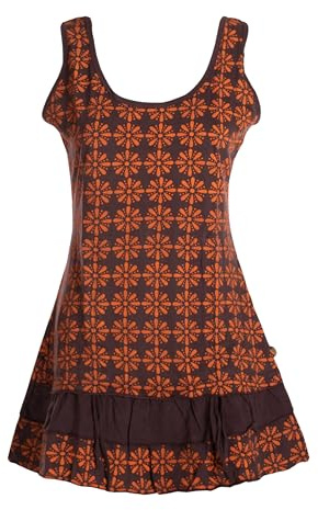 Vishes - Alternative Bekleidung - Damen Lagen-Look Träger-Kleid Jersey-Tunika Sommerkleid Braun 40-42