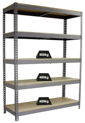 PROREGAL Schwerlastregal Big Wood YETI Five | HxBxT 200x150x60cm | Fachlast 400kg | Verzinkt | Regal Standregal Werkstattregal Lagerregal Kellerregal