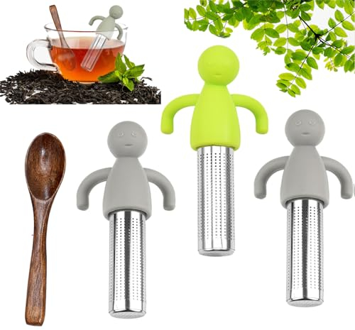 3 Stück Kreatives Tee-Filter Mit Silikongriff - 304 Edelstahl Teesieb Lustig Für Losen Tee - Teeei Mit Griff Für Tasse Teekanne Mulling Gewürze