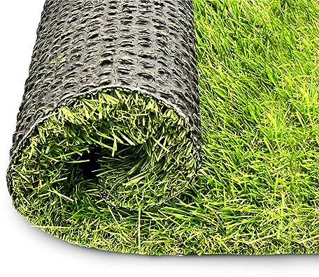 FloorPro 50mm Artificial Grass Turf Hard Wearing Fake Lawn 2m and 4m Width Great for Sports, Children, Pets with Drainage Holes (9metres x 2metres (29ft 53 x 6ft 6))