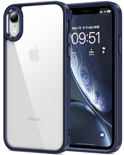 HOOMIL Crystal Clear Hülle für iPhone XR, [Anti Gelb] [Militärisch Stoßfest] Handyhülle Durchsichtig Hart Rückseite Schutzhülle - Blau