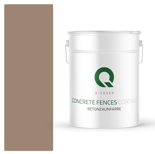 Q-COVER Betonzaunfarbe | 10L | Nussbaum | Silikon Farbe | Außen | Betonfarbe | Hydrophobe Farbe | Acrylat Dispersion | Betonzäune | Betonelemente